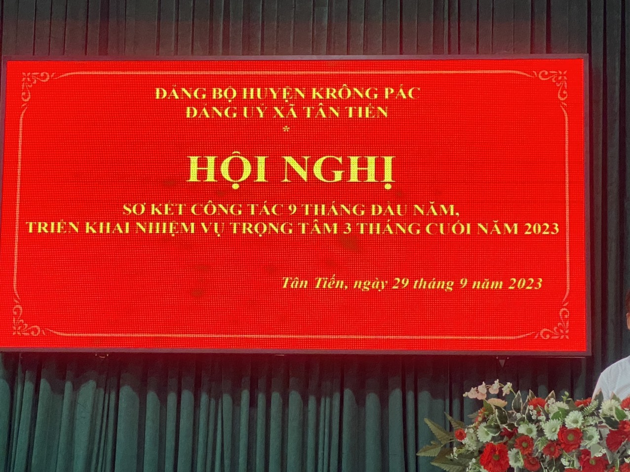 Đảng ủy xã Tân Tiến tổ chức Hội nghị sơ kết công tác 9 tháng đầu năm, triển khai nhiệm vụ trọng tâm 3 tháng cuối năm 2023